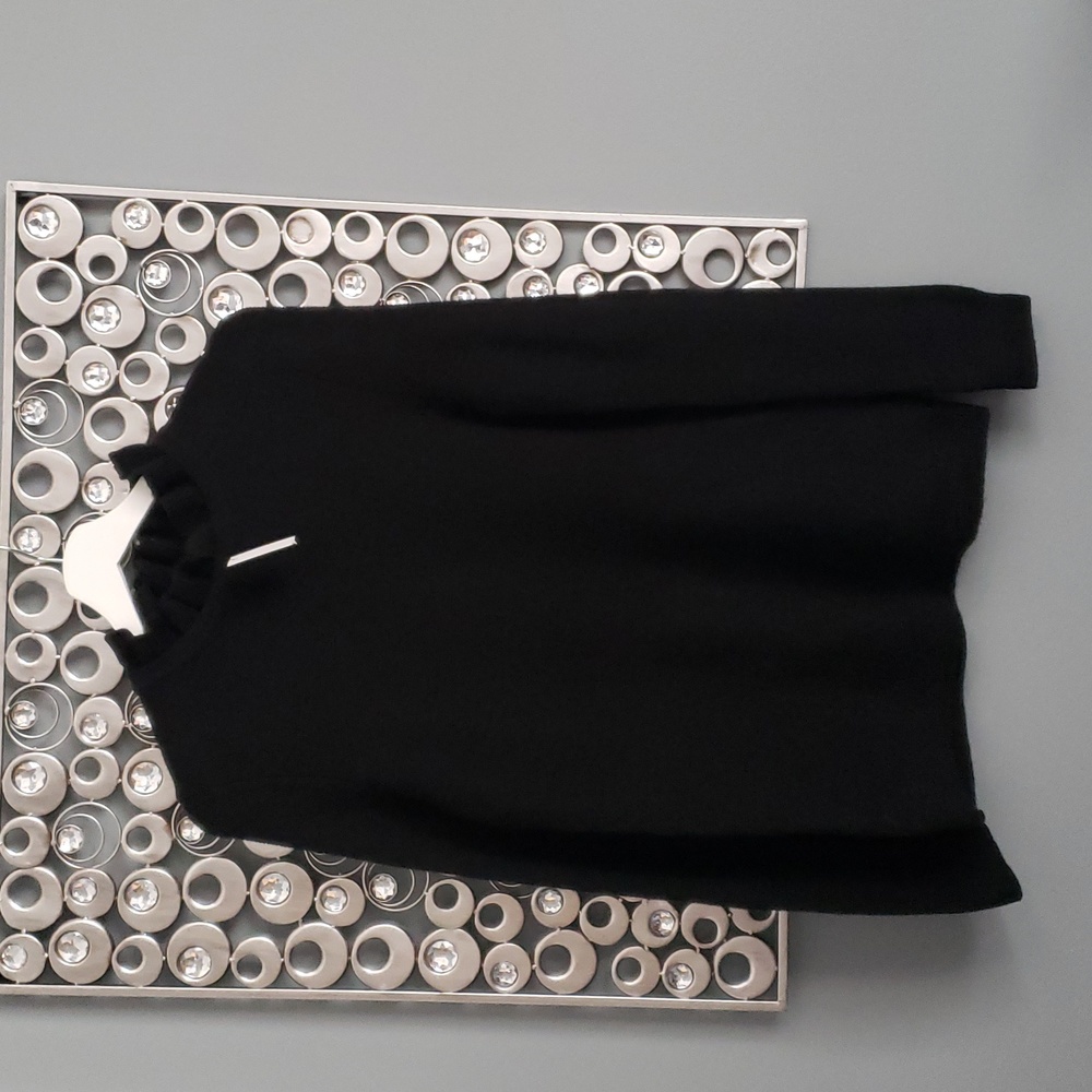 Talbots Black Ruffled Collar Sweater Petite Medium